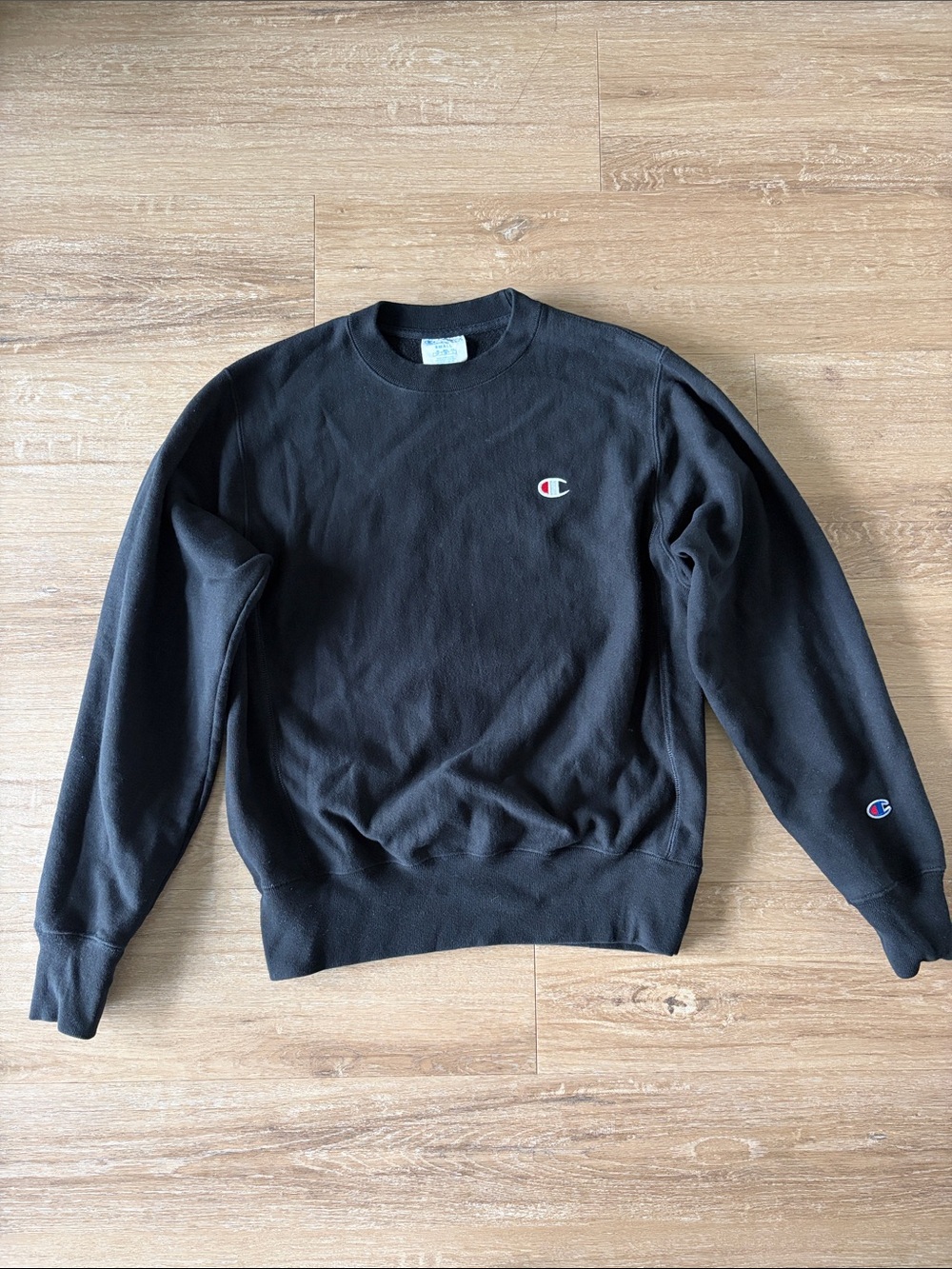 Champion Black Crewneck Reverse Weave Sweatshirt Sz S